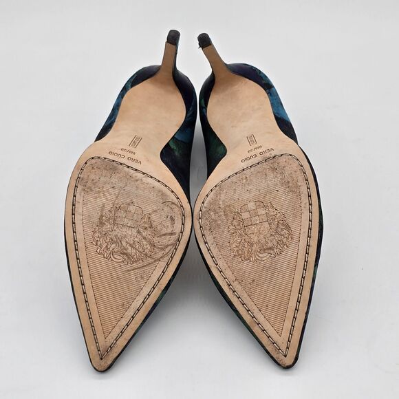 Vince Camuto VC Savilla Heels Size 9M Vero Cuoio Blue and Green Fabric - Picture 6 of 9